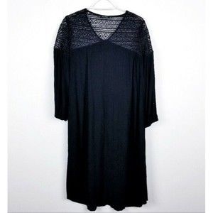 ZARA Basic Collection Black Long Sleeve With Lace Panels Dress Size Medium